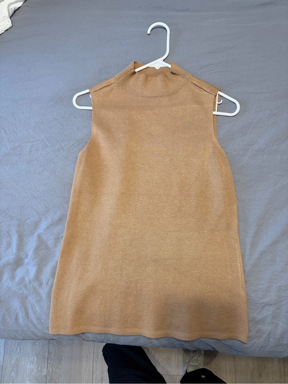 Nine West Sleeveless Mock Neck Top - Camel, Sz S